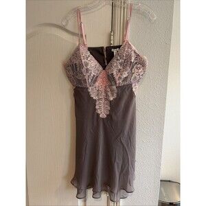 NWT Soma Floral Lace Women's Babydoll Pink/Mochaccino Teddy Large